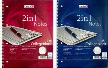 Cahier Business Office Notes 2 en 1format A4+, 2 linéatures,