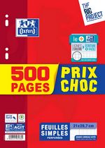Feuilles simples A4 papier blanc 90g Seyès 500 pages Prix Choc 