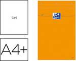 Bloc notes A4+ 21x31,5cm agafé blanc uni 80 feuilles 80g couv orange
