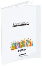 Cahier de dessin 24x32cm 48 pages 120g couverture polypro blanc uni