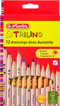 Crayon de couleur Trilino triangulaire bois naturel non vernis boite de 12