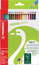 Crayons de couleur Stabilo Green colors hexagonal mine 2,8mm étui carton de 18