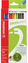 Crayons de couleur Stabilo Green colors hexagonal mine 2,8mm étui carton de 12