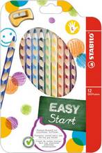 Crayons de couleur Easycolors Triangulaire mine 4,2mm pour gauchers étui carton de 12