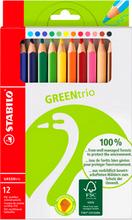 Crayons de couleur triangulaires Green Trio mine 4,2mm étui carton de 12