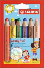 Crayon de couleur woody 3 en 1 rond mine 10 mm étui carton de 6