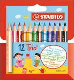 Crayons de couleur triangulaires Trio court 87mm mine 4,2mm étuis carton de 12