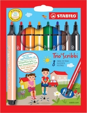 Feutre de coloriage Trio Scribbi triangulaire pointe 1,5-2mm étui plastique de 8