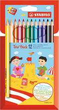 Crayons de couleur triangulaires Trio mine 4,2mm étuis carton de 12 avec double taille crayon