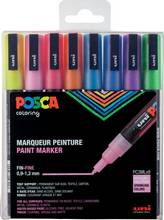 Marqueur peinture Posca PC-3M pointe conique fine 0,9-1,3mm étui 8 couleurs pailletées