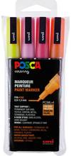 Marqueur peinture Posca PC-3M pointe conique fine 0,9-1,3mm étui 4 pailletés chaudes