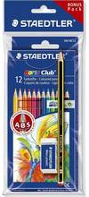 Pack promo Noris Club 12 crayons de couleur hexagonal mine 3mm + 1 crayon noir HB + 1 gomme