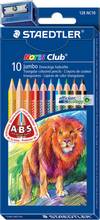 Crayons couleur triangulaire Noris Club triplus jumbo mine 4mm étui carton de 10 avec taille-crayon