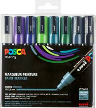 Marqueur peinture Posca PC-5M pointe conique moyenne 1,8-2,5mm étui 8 couleurs froides