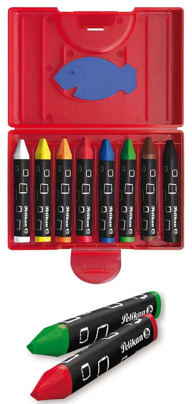 Crayons cire gainé épais 665 8-D résistant à l'eau triangulaire boîte de 8 assortie