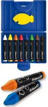 Crayons cire gainé épais 665 8-WL soluble dans l'eau rond boîte de 8 assortie
