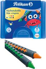 Crayons cire gainé plastique épais 665 10 soluble dans l'eau rond boîte de 10 assortie