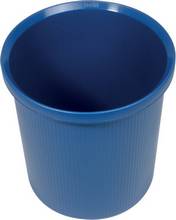 Corbeille papier plastique PE ronde 18 litres rayures verticales bleu