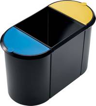 Corbeille papier tri sélectif trois poubelles 20+9+9l noir, jaune et bleu
