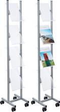 Porte-brochures mobile avec tablettes acrylique transparent pour 4 formats A4