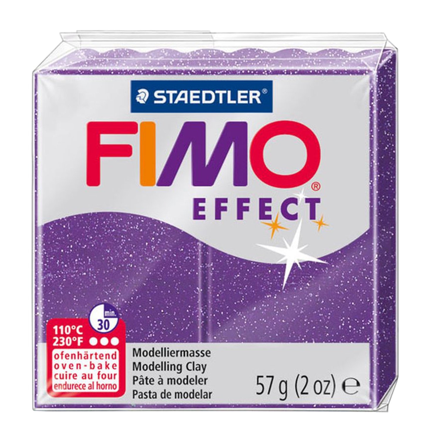 Fimo effect Pate à modeler à cuire Violet effet pailleté 57g
