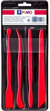 Outils de modelage, étui de 4 spatules en plastique rouge
