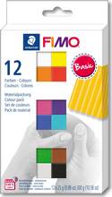 Fimo Soft Kit Basic de 12 1/2 pains pâte à modeler 25g couleurs Basiques assorties