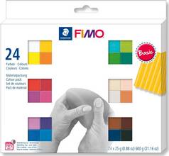 Fimo Soft Kit Basic de 24 demi pains pâte à modeler 25g couleurs Basiques assorties
