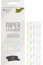 Paille en papier rayures couleur pastel longueur 200mm boite de 25