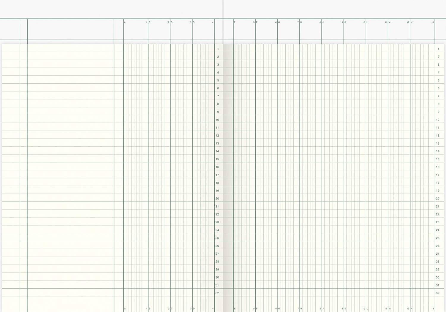 Cahier A4 avec 13 colonnes 40 feuilles