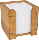 Boitier bloc cube en bambou avec  900 feuilles blanches 90x90mm