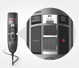 Microphone de dictée SMP3720 Interrupteur à curseur (avance rapide, enregistrement/lecture, arrêt, retour rapide)