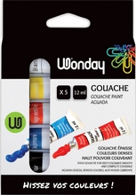 Tubes Gouache étui carton de 5 tubes de 12 ml couleurs assorties