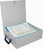 Coffret documents en acier transportable avec poignée L355xP320xH113mm