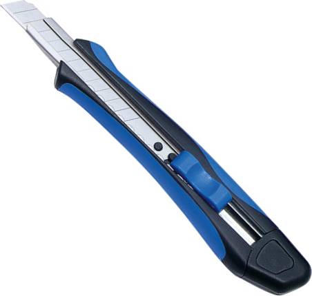 Cutter professionnel Premium Soft-Cut lame 9mm noir bleu