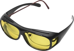 Sur-lunettes de vision nocturne pour les conducteurs porteurs de lunettes teintés en jaune