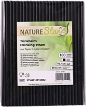 Paille en papier nature écologique Star noir uni longueur 197mm boite de 100