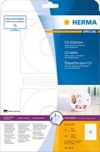 Etiquettes CD/DVD blanches opaque diamètre 116 mm A4 50 pcs