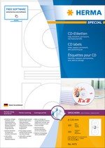 Etiquettes CD/DVD blanches opaque diamètre 116 mm A4 200 pcs