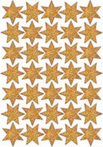 Stickers étoiles de Noel or 16mm avec paillettes 35pcs