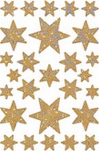Sticker de Noel étoiles irisé or bleu 27pcs 
