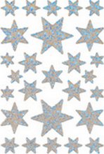 Sticker de Noel étoiles irisé argent bleu 27pcs 