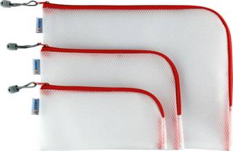 Pochette universelle fermeture zip Mesh Bags 23x11cm format étui rouge