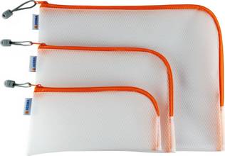 Pochette universelle fermeture zip Mesh Bags 23x11cm format étui orange