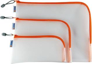 Pochette universelle fermeture zip Mesh Bags 26x20cm A5 orange