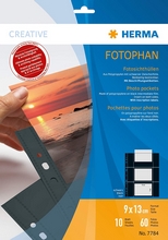 Pochettes fotophan pour 6 photos 9x13cm horizontal fond noir par 10