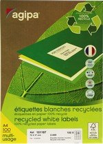 Etiquettes multi-usages 70x37mm recyclées boite 2400 sur 100 planche A4