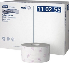 Papier toilette Premium mini rouleau jumbo 120m 3 plis pour distributeur T2 blanc par 12