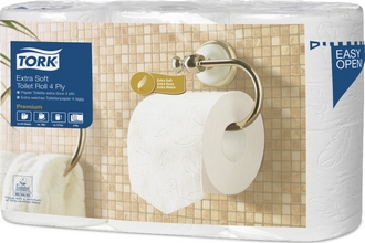 Papier toilette rouleau traditionnel extra doux Premium - 4 plis blanc par 6