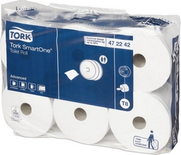 Papier toilette grand rouleau 207m SmartOne 2 plis distribution feuille à feuille pour T8 par 6